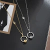 Activity small lock ring diamond necklace for women, sliding lock-shaped pendant, hollowed-out tag, fine chain, light luxury gold collarbone chain necklace full image